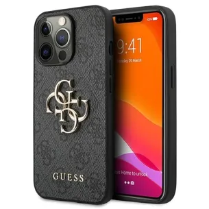 Гръб Guess PU 4G Metal Logo Case за iPhone 13 Pro - Сив