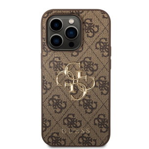 Гръб Guess PU 4G Metal Logo Case за iPhone 15 Pro - Кафяв