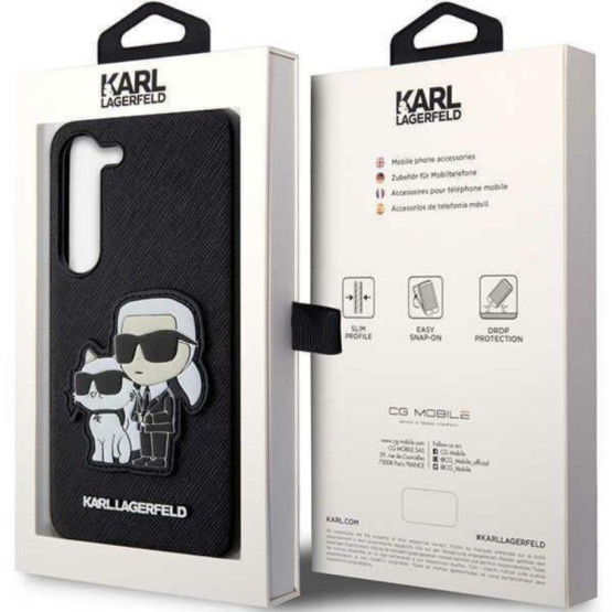 Гръб Karl Lagerfeld Saffiano Karl and Choupette за Samsung Galaxy S23 Plus - Черен