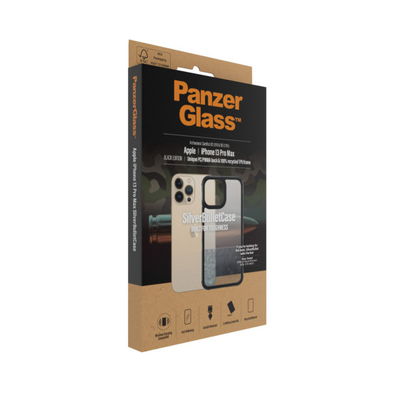 Гръб PanzerGlass SilverBulletCase за Iphone 13 Pro Max - Черна рамка