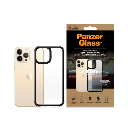 Гръб PanzerGlass SilverBulletCase за Iphone 13 Pro Max - Черна рамка
