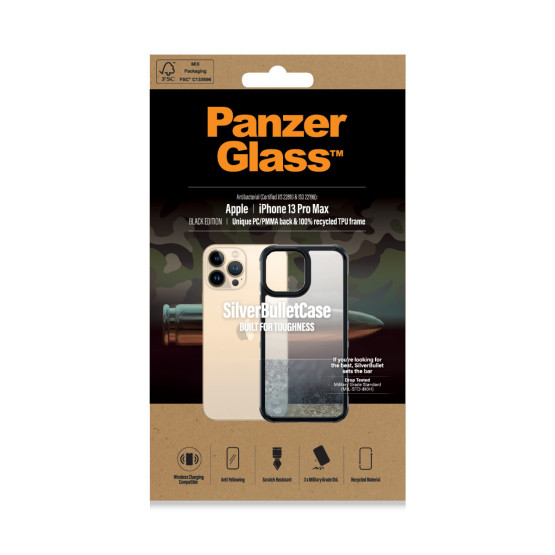 Гръб PanzerGlass SilverBulletCase за Iphone 13 Pro Max - Черна рамка