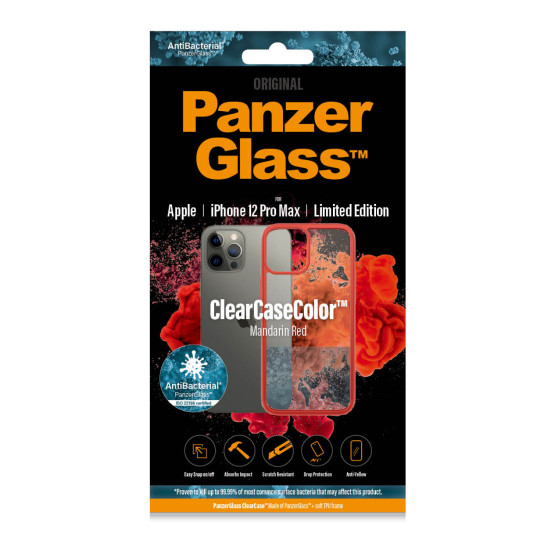 Гръб PanzerGlass за IPhone 12 Pro Max, ClearCase - Червена рамка