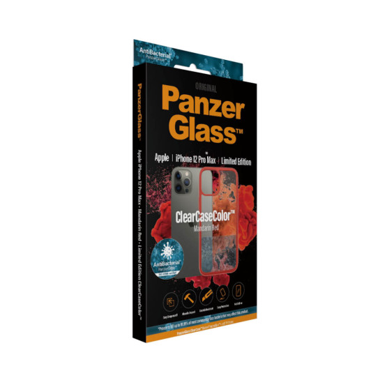 Гръб PanzerGlass за IPhone 12 Pro Max, ClearCase - Червена рамка