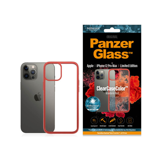 Гръб PanzerGlass за IPhone 12 Pro Max, ClearCase - Червена рамка