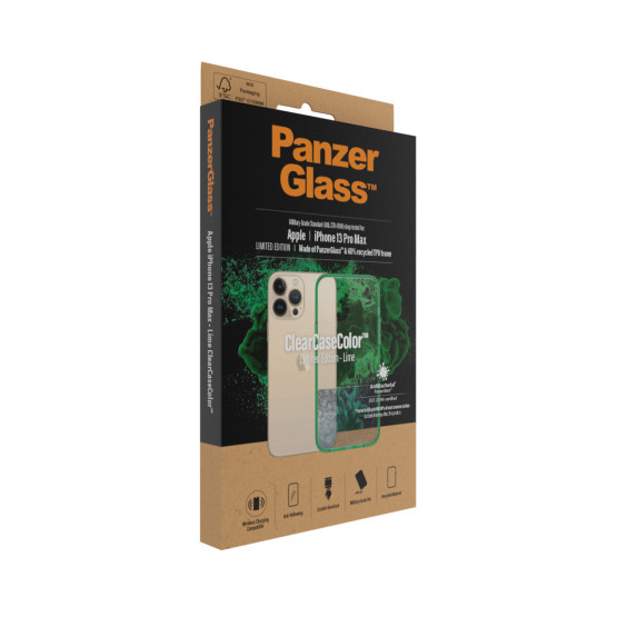 Гръб PanzerGlass за IPhone 13 Pro Max, ClearCase - Зелена рамка