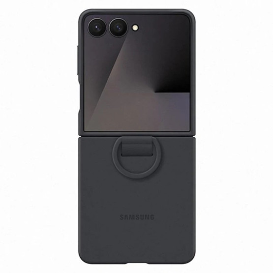 Оригинален гръб Samsung Silicone Cover with Ring за Galaxy Z Flip 7 - Черен, EF-PF766TBE