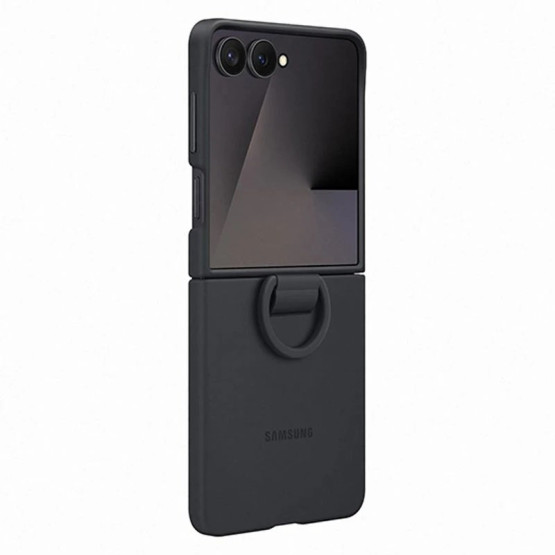 Оригинален гръб Samsung Silicone Cover with Ring за Galaxy Z Flip 7 - Черен, EF-PF766TBE