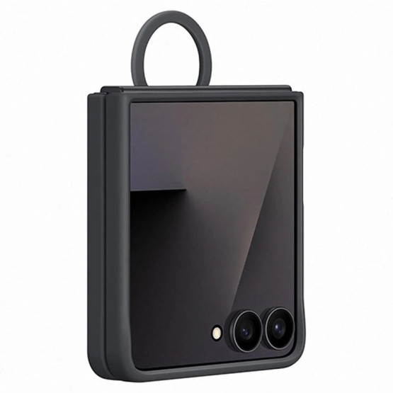 Оригинален гръб Samsung Silicone Cover with Ring за Galaxy Z Flip 7 - Черен, EF-PF766TBE