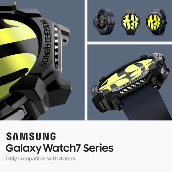 Удароустойчив протектор Spigen Rugged Armor за Samsung Galaxy Watch7 44mm - Черен