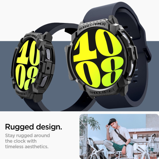 Удароустойчив протектор Spigen Rugged Armor за Samsung Galaxy Watch7 44mm - Черен