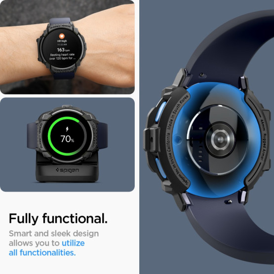 Удароустойчив протектор Spigen Rugged Armor за Samsung Galaxy Watch7 44mm - Черен