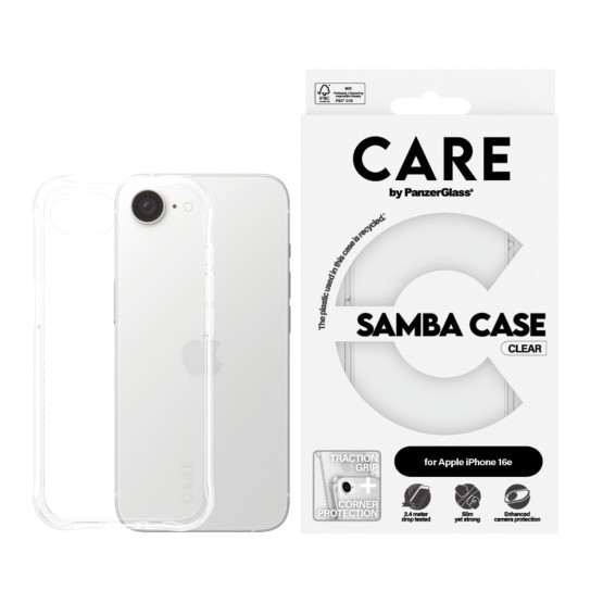 Гръб CARE by PanzerGlass за Apple iPhone 16E, Fashionable, Samba, Прозрачен