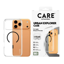 Гръб Care by PanzerGlass за iPhone 17 Pro Max, Flagship Case Transparent Urban Explorer w. Black MagSafe