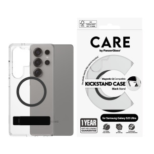 Гръб Care by PanzerGlass за Samsung Galaxy S25 Ultra, Feature Case, Kickstand, QI Compatible, Черен
