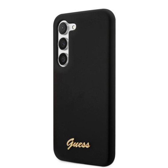 Гръб Guess Liquid Silicone Metal Logo Case за Samsung Galaxy S23 - Черен