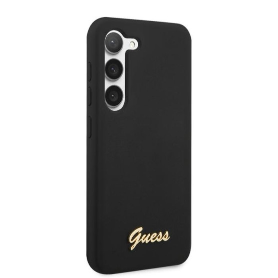 Гръб Guess Liquid Silicone Metal Logo Case за Samsung Galaxy S23 - Черен