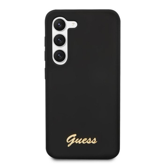 Гръб Guess Liquid Silicone Metal Logo Case за Samsung Galaxy S23 - Черен
