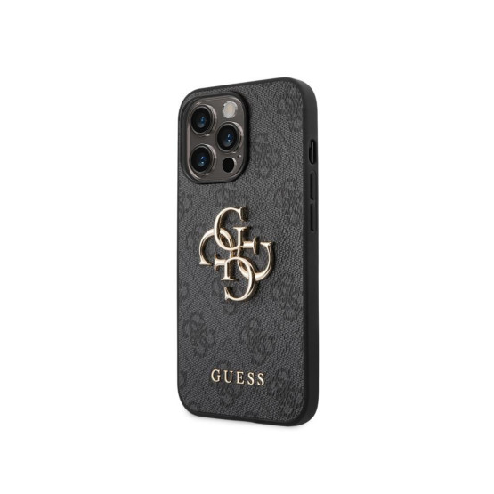 Гръб Guess PU 4G Metal Logo Case за iPhone 14 Pro - Сив