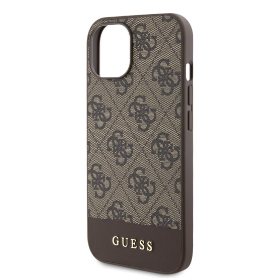 Гръб Guess PU 4G Stripe MagSafe Case за iPhone 15 - Кафяв
