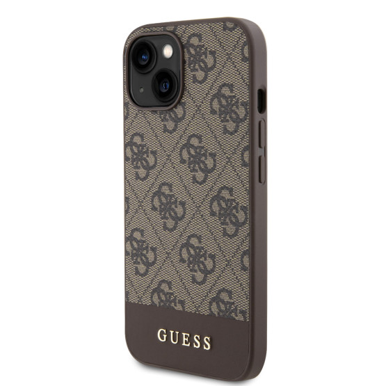 Гръб Guess PU 4G Stripe MagSafe Case за iPhone 15 - Кафяв