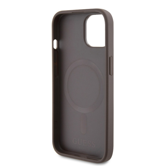 Гръб Guess PU 4G Stripe MagSafe Case за iPhone 15 - Кафяв