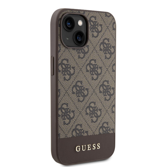 Гръб Guess PU 4G Stripe MagSafe Case за iPhone 15 - Кафяв