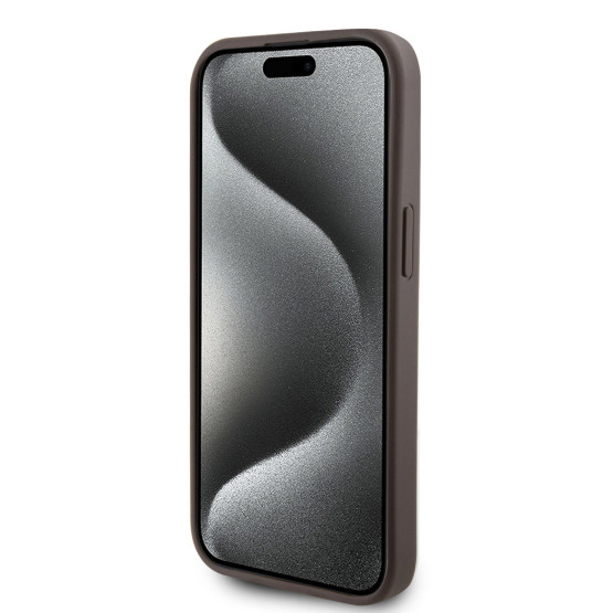 Гръб Guess PU 4G Stripe MagSafe Case за iPhone 15 - Кафяв