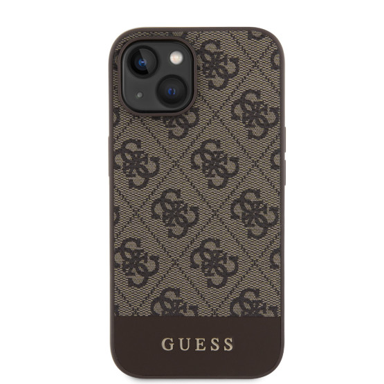 Гръб Guess PU 4G Stripe MagSafe Case за iPhone 15 - Кафяв
