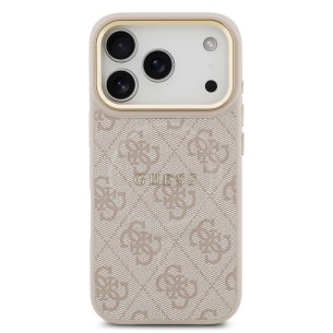 Гръб Guess PU Leather 4G Gold Frame MagSafe Case за iPhone 17 Pro - Розов