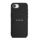 Гръб Guess за iPhone 16E, PU, Grained, 4G Metal Logo, Черен