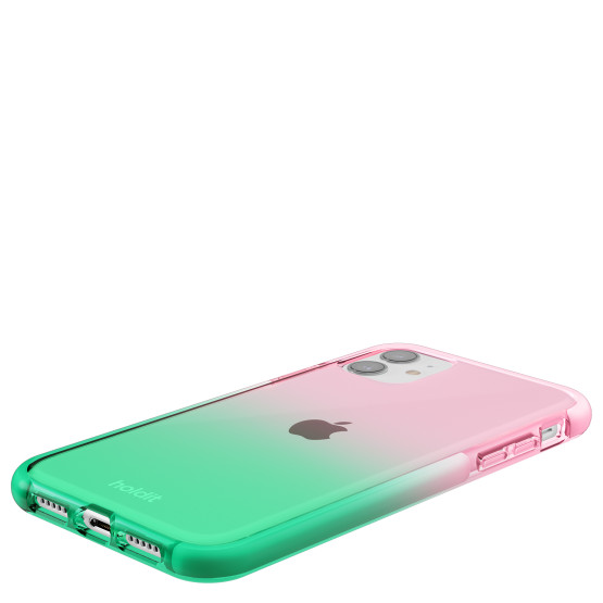 Гръб Holdit Seethru Case за iPhone 11/XR - Grass green/Bright Pink