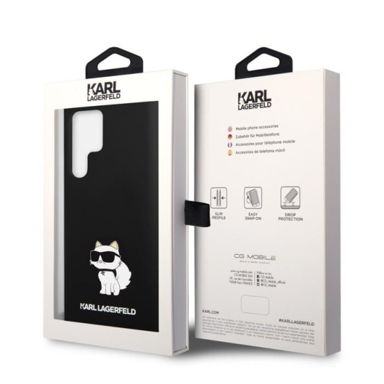 Гръб Karl Lagerfeld Liquid Silicone Choupette NFT Case за Samsung Galaxy S23 Ultra - Черен