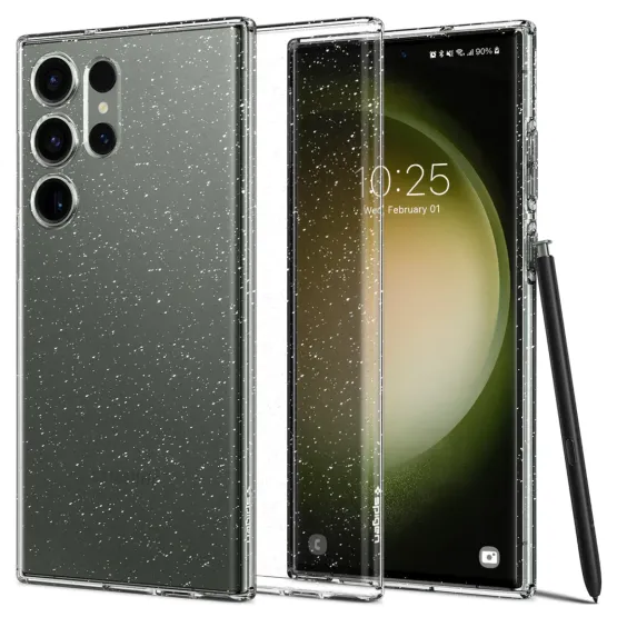 Гръб Spigen Liquid Crystal Glitter за Samsung Galaxy S23 Ultra - Прозрачен с блясък