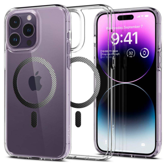 Гръб Spigen Ultra Hybrid MagFit за iPhone 14 Pro - Прозрачен/Карбон