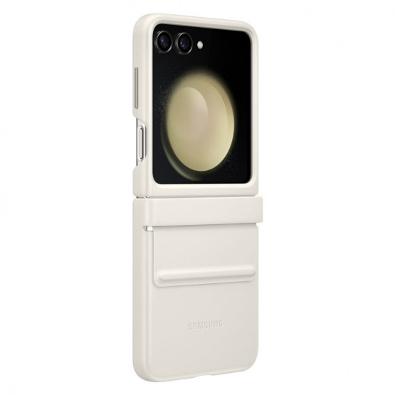 Оригинален гръб Samsung Leather Cover за Galaxy Z Flip 5 - Cream, EF-VF731PUE