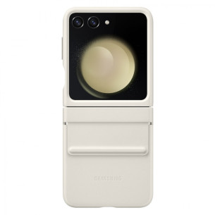 Оригинален гръб Samsung Leather Cover за Galaxy Z Flip 5 - Cream, EF-VF731PUE