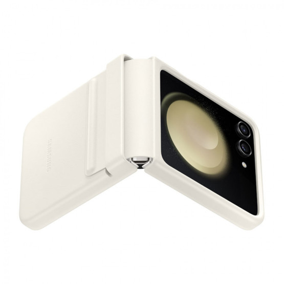 Оригинален гръб Samsung Leather Cover за Galaxy Z Flip 5 - Cream, EF-VF731PUE