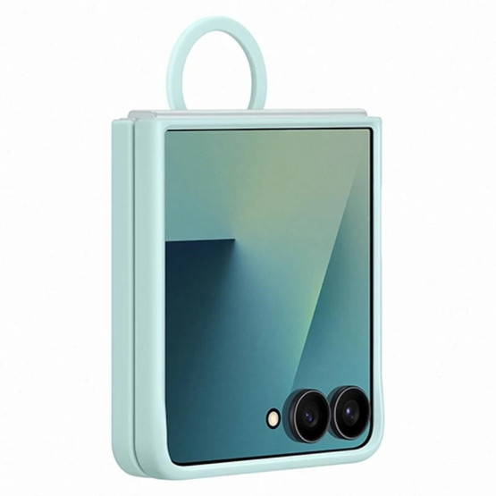 Оригинален гръб Samsung Silicone Cover with Ring за Galaxy Z Flip 7- Light Cyan, EF-PF766TME