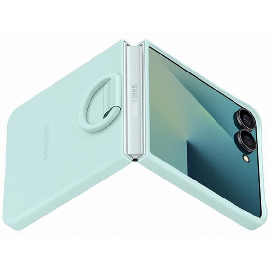 Оригинален гръб Samsung Silicone Cover with Ring за Galaxy Z Flip 7- Light Cyan, EF-PF766TME