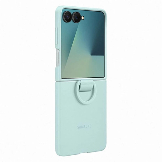 Оригинален гръб Samsung Silicone Cover with Ring за Galaxy Z Flip 7- Light Cyan, EF-PF766TME