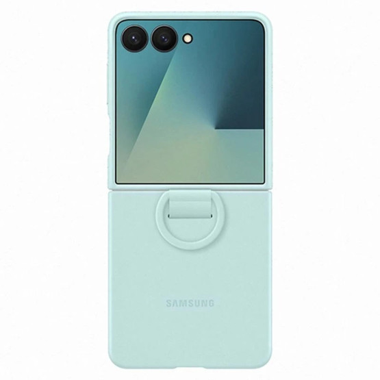 Оригинален гръб Samsung Silicone Cover with Ring за Galaxy Z Flip 7- Light Cyan, EF-PF766TME