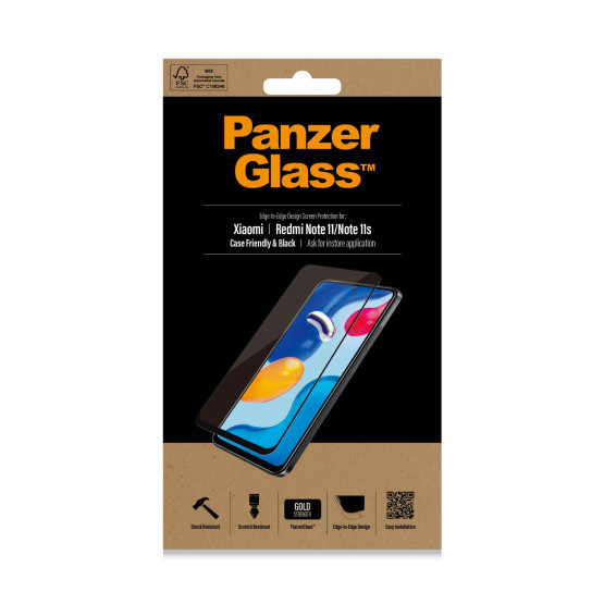 Стъклен протектор PanzerGlass за Xiaomi Redmi Note 11/11s/12s CaseFriendly - Черен