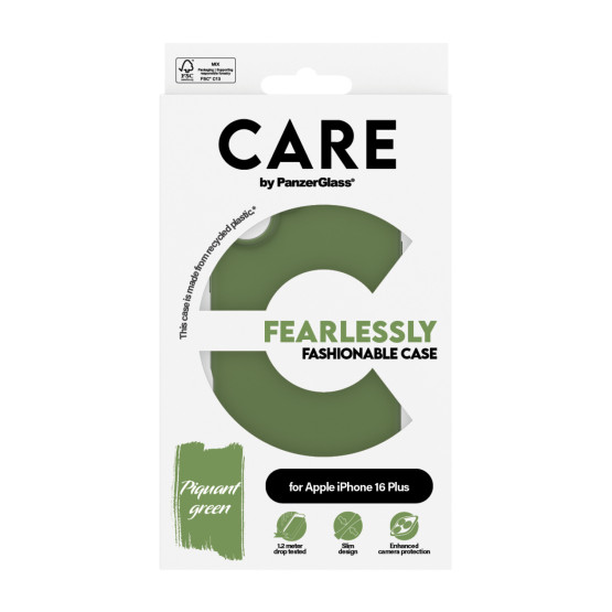 Гръб CARE by PanzerGlass Fashionable за iPhone 16 Plus - Зелен