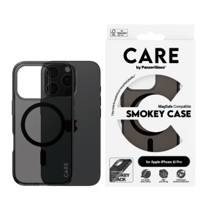 Гръб CARE by PanzerGlass за iPhone 16 Pro, Flagship, Smokey, Urban Combat, Black MagSafe