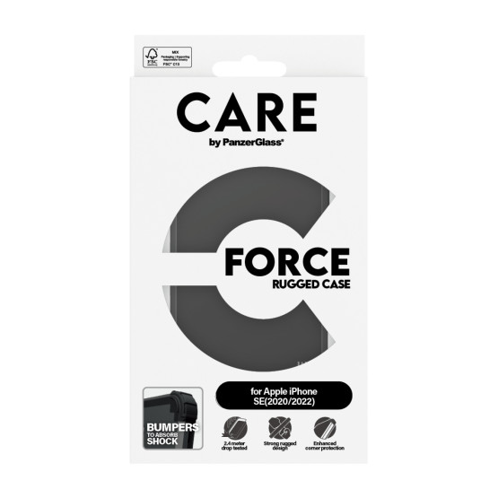 Гръб Care by PanzerGlass за iphone 7, 8, SE 2020, SE2022, Fashion, Black Rugged, Черен