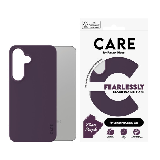 Гръб Care by PanzerGlass за Samsung Galaxy S25, Fashionable Case, Plum Purple, Лилав