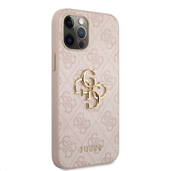 Гръб Guess PU 4G Metal Logo Case за iPhone 12 Pro Max - Розов