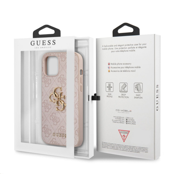 Гръб Guess PU 4G Metal Logo Case за iPhone 12 Pro Max - Розов