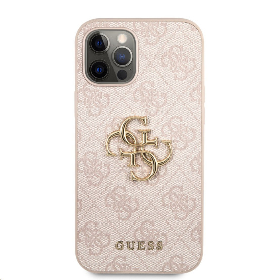 Гръб Guess PU 4G Metal Logo Case за iPhone 12 Pro Max - Розов
